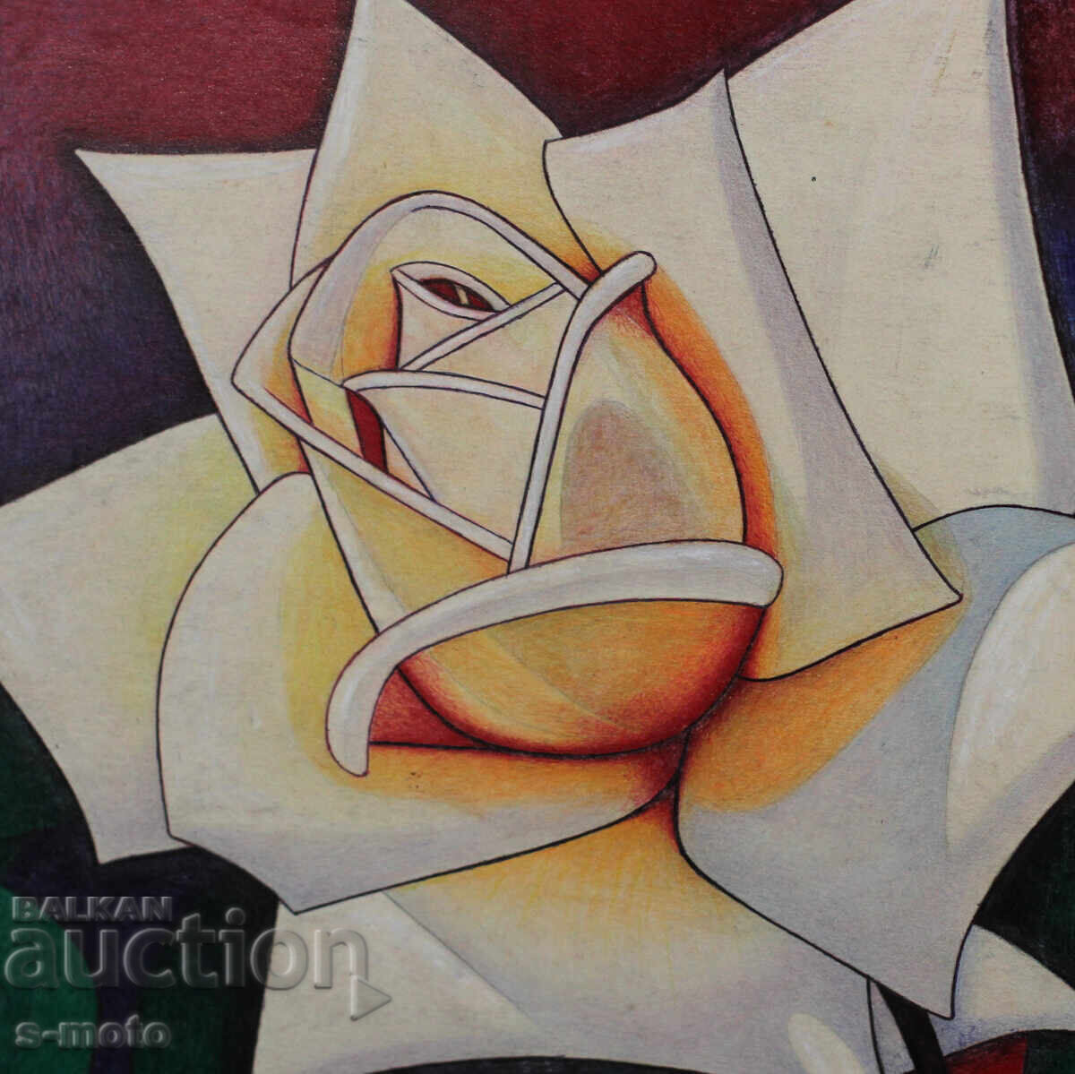 Kартина акварел / туш натюрморт с роза - 5 Kартина акварел / туш натюрморт с роза - 5