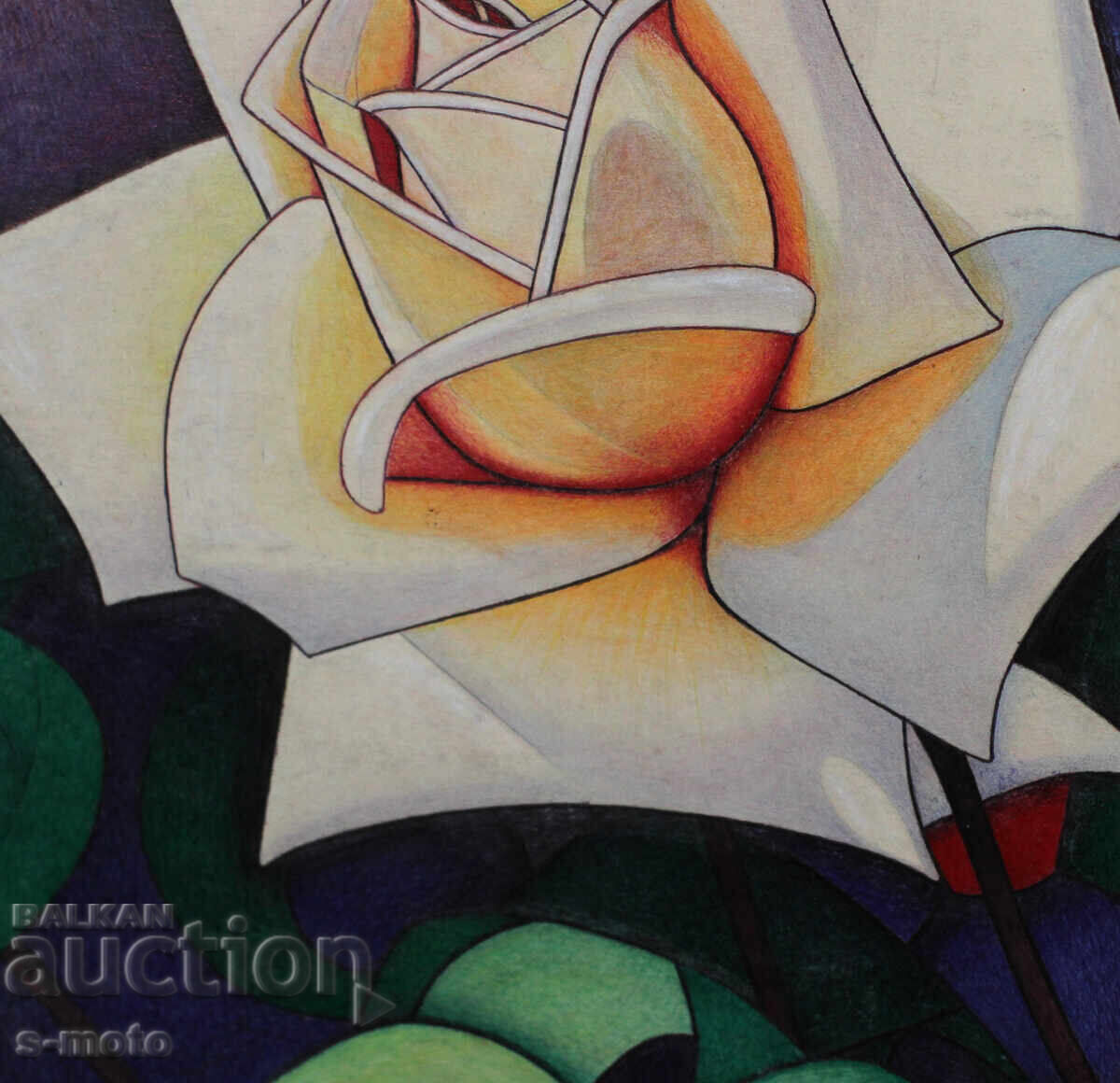 Kартина акварел / туш натюрморт с роза - 6 Kартина акварел / туш натюрморт с роза - 6