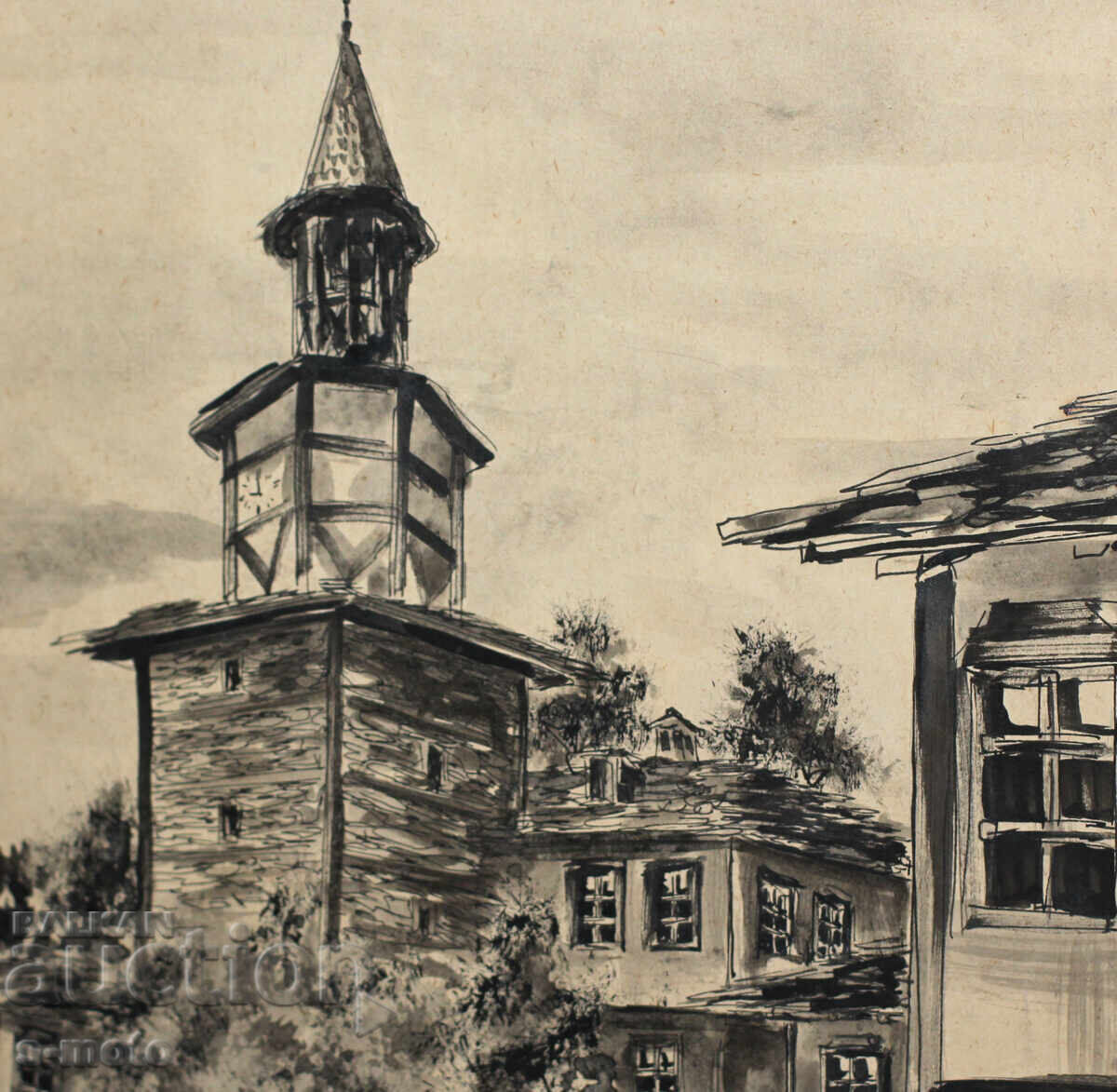 Delivery of Old ink painting, landscape from Tryavna, signed Delivery of Old ink painting, landscape from Tryavna, signed