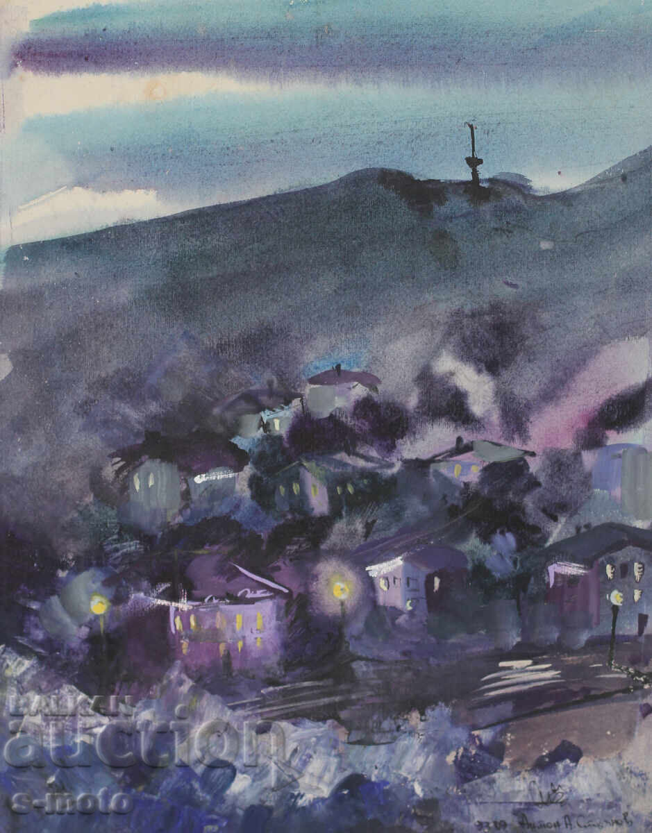 Watercolor landscape painting signed 1999 with price 280.00 BGN | € 143.16