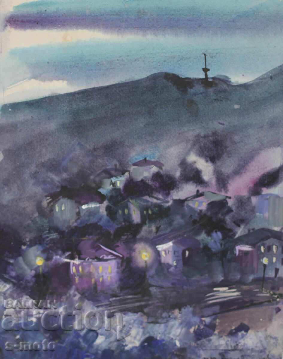 Delivery of Watercolor landscape painting signed 1999