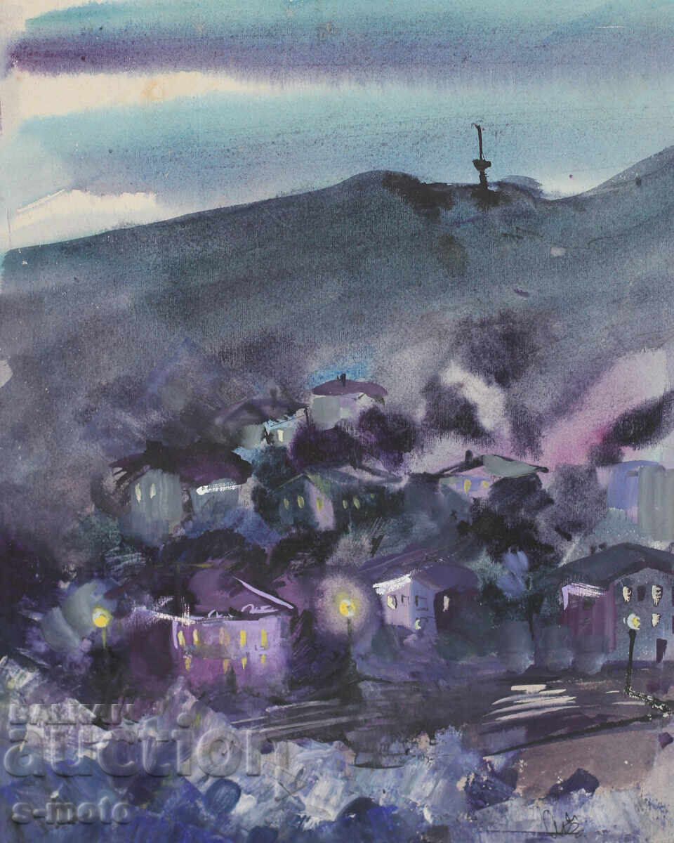 Watercolor landscape painting signed 1999