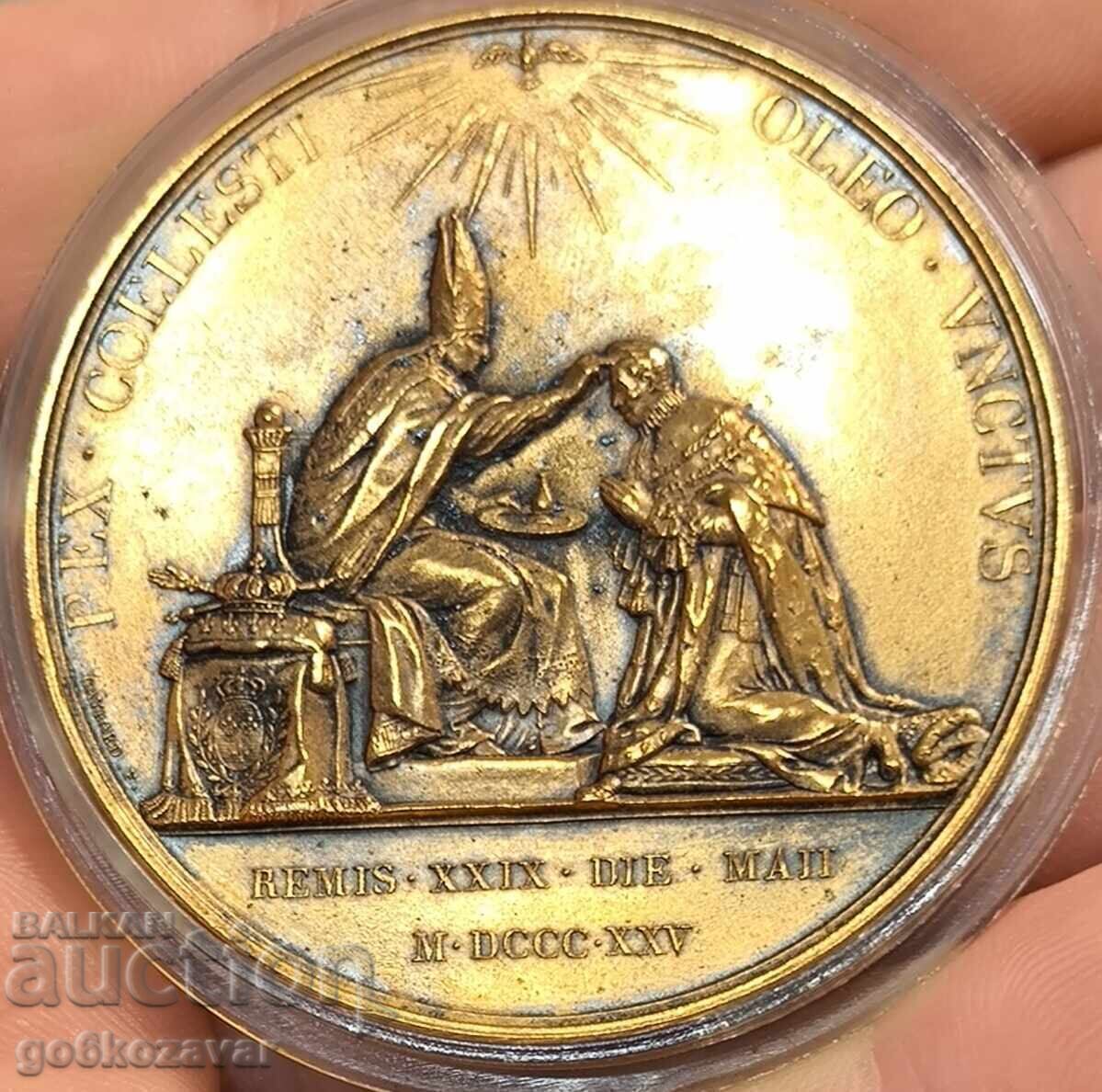 Δημοπρασία Πολύ σπάνιο μετάλλιο πλακέτα του Charles X 1825 χάλκινο 50 χιλ