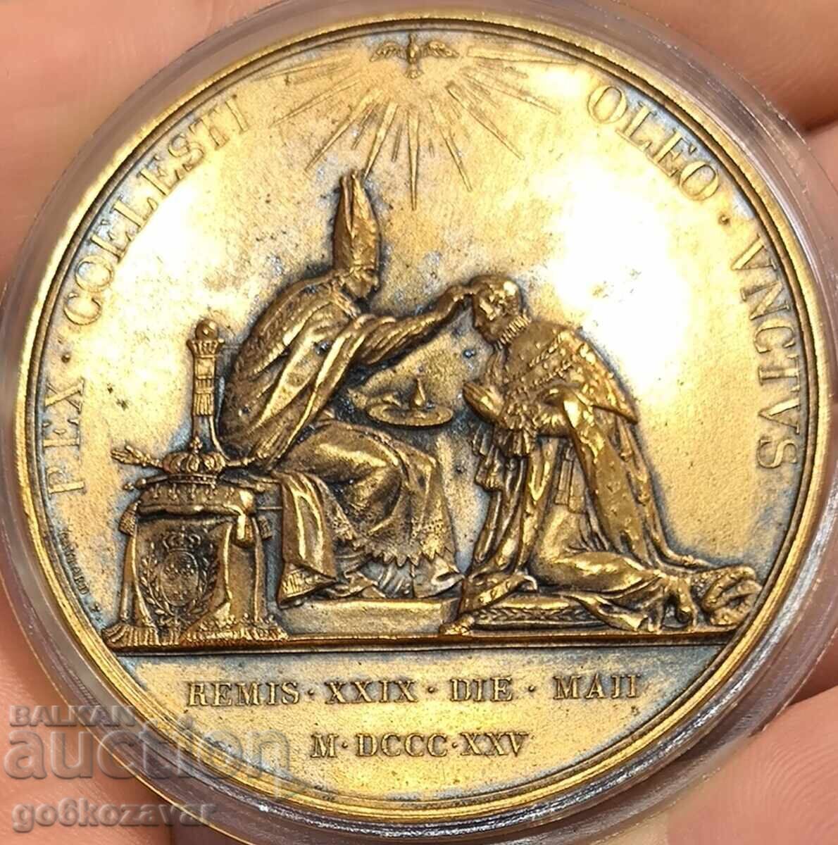 Πολύ σπάνιο μετάλλιο πλακέτα του Charles X 1825 χάλκινο 50 χιλ - 5