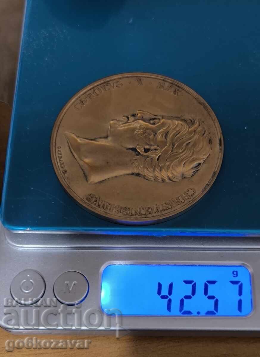 Πολύ σπάνιο μετάλλιο πλακέτα του Charles X 1825 χάλκινο 50 χιλ - 7