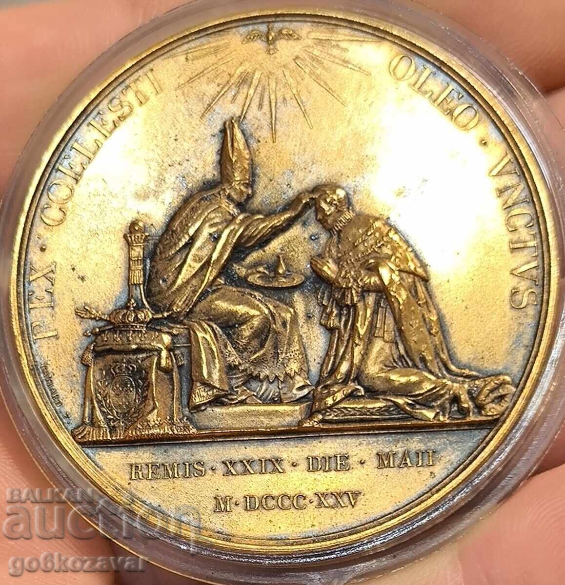 Πολύ σπάνιο μετάλλιο πλακέτα του Charles X 1825 χάλκινο 50 χιλ