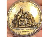 Medalie/Plachetă foarte rară Charles X 1825 bronz 50 mm