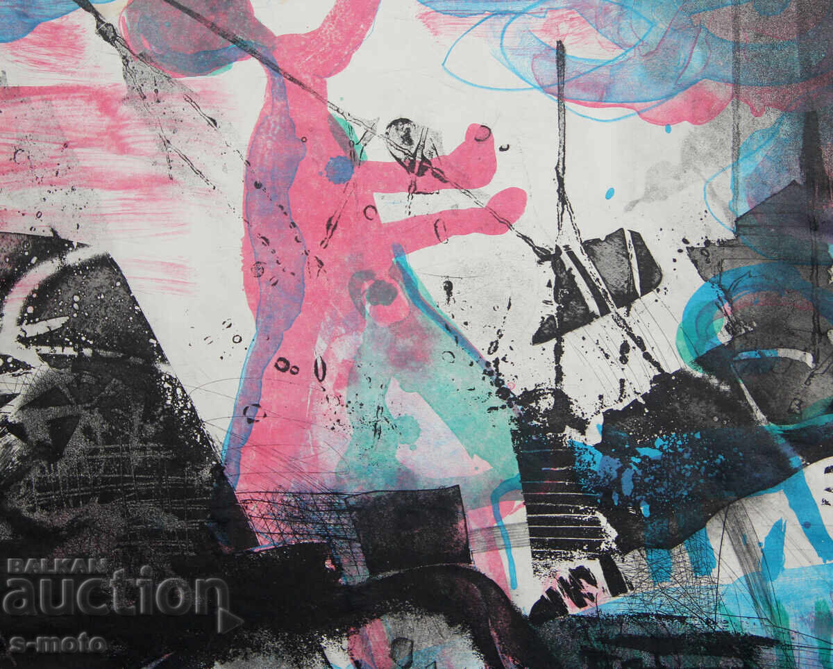 Ilia Goshev grafică litografie ''Copilărie'' - 5