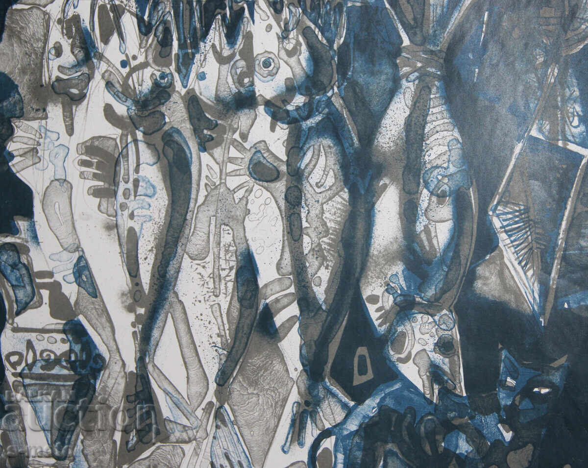 Ηλία Γκοσέφ γραφικά λιθογραφία φιγούρες - 7