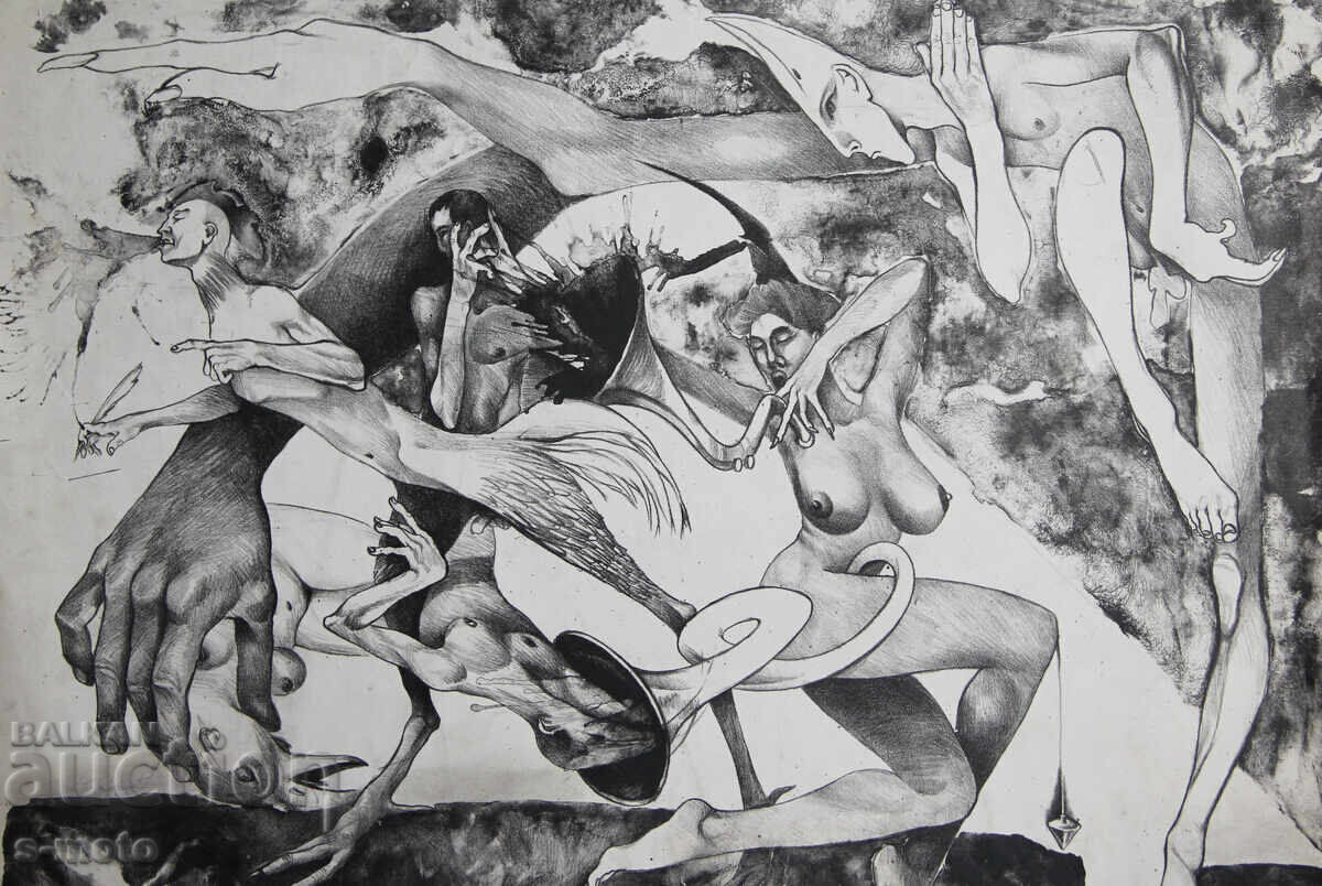 Auction  Graphics, figurative composition, nude bodies