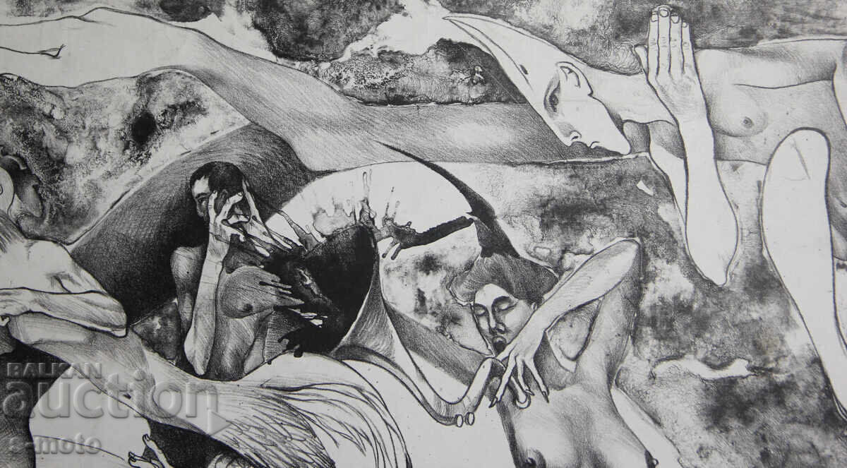 Graphics, figurative composition, nude bodies - 6