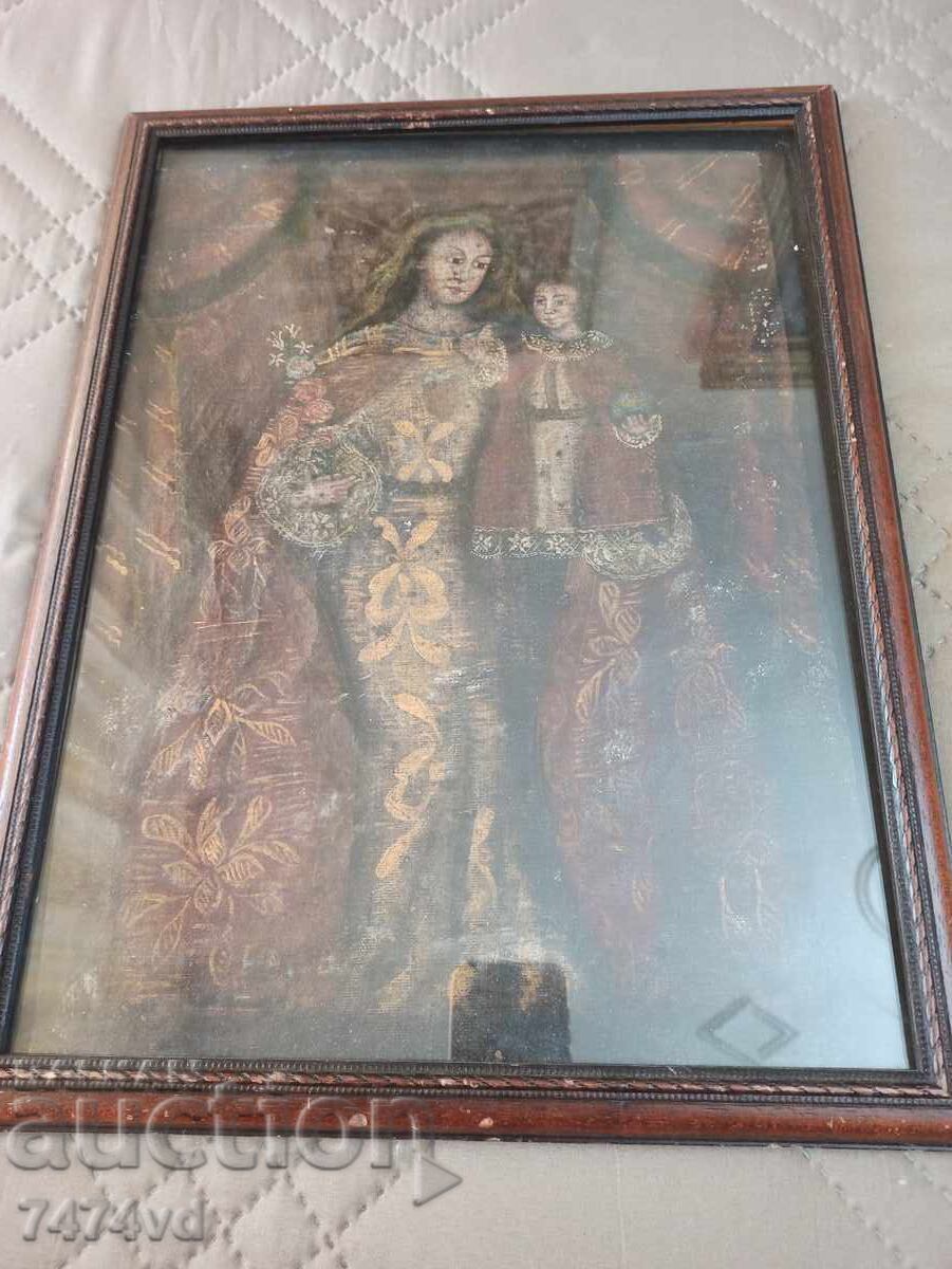 OLD PAINTED ICON, WOOD - 5