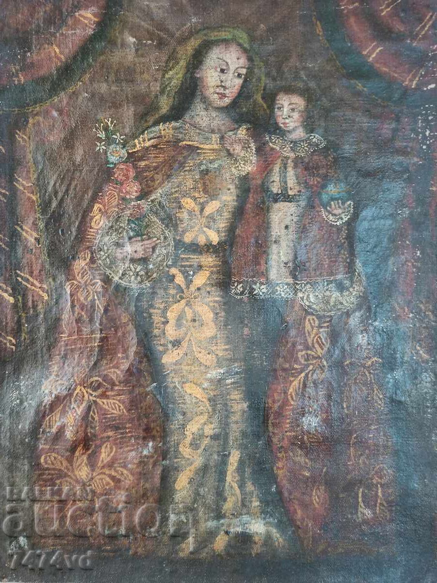 OLD PAINTED ICON, WOOD