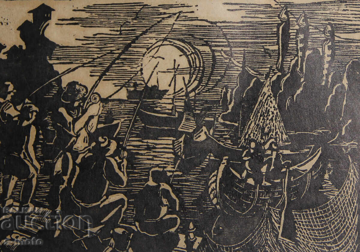 Стара графика, дърворез Рибари - 7 Стара графика, дърворез Рибари - 7