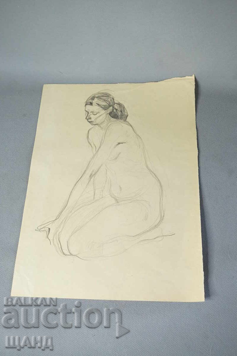 Old Master drawing, pencil, erotic, nude body Old Master drawing, pencil, erotic, nude body