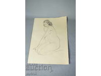 Old Master drawing, pencil, erotic, nude body