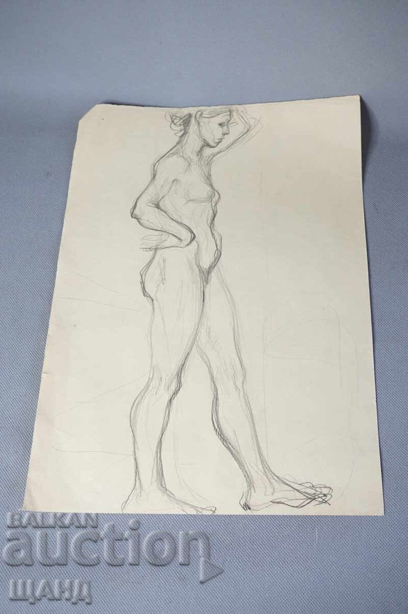 Old Master drawing, pencil, erotic, nude body Old Master drawing, pencil, erotic, nude body