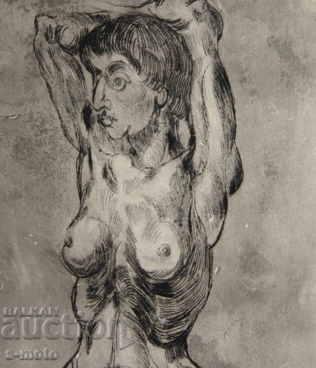 Γραφικά, ξηρή χάραξη, γυμνό σώμα, πορτρέτο - 5