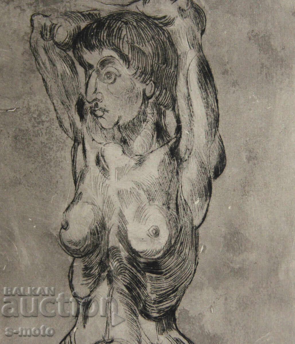 Γραφικά, ξηρή χάραξη, γυμνό σώμα, πορτρέτο - 6