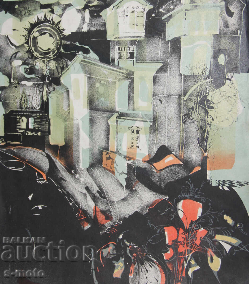 Γραφικά, φιγούρες λιθογραφία, αφηρημένο τοπίο