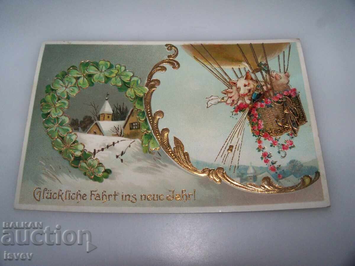 Delivery of Beautiful old New Year's postcard 1910