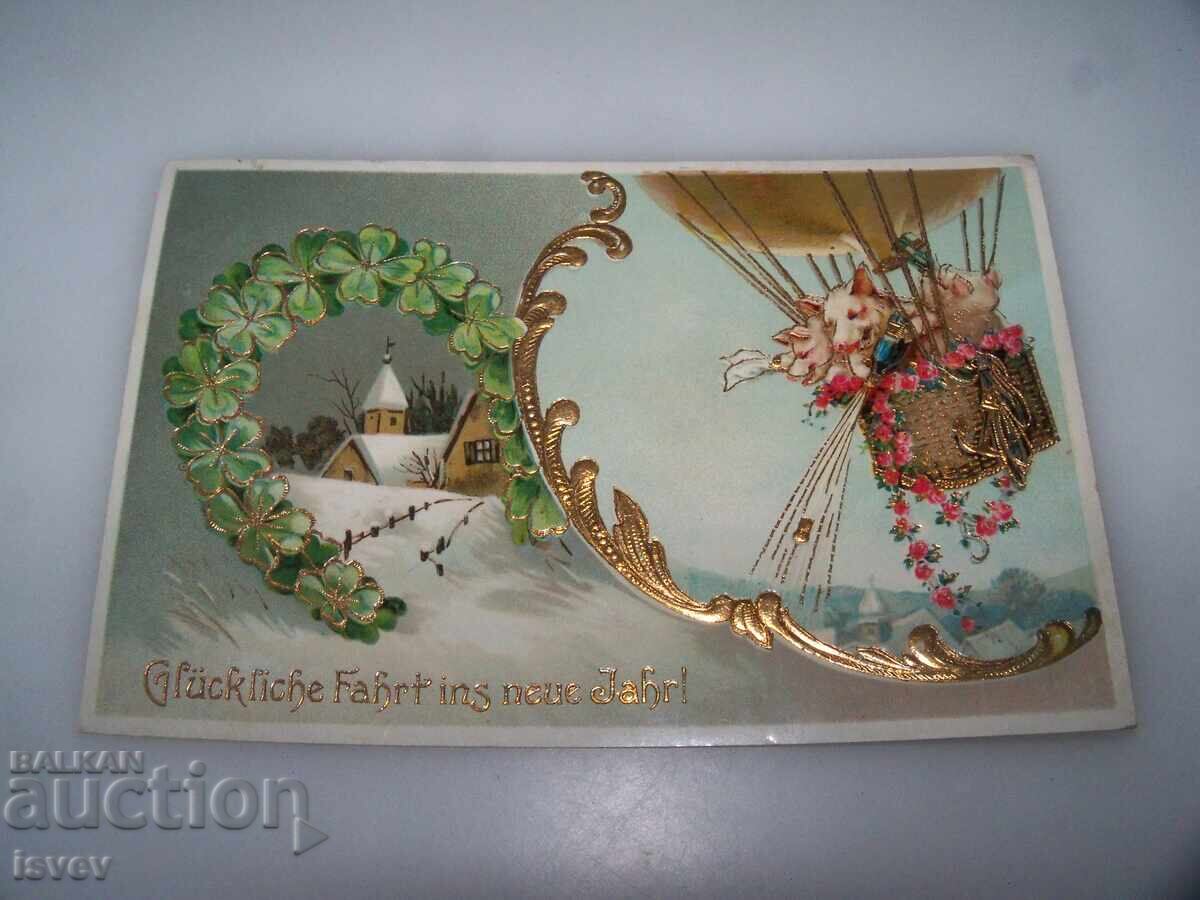 Beautiful old New Year's postcard 1910