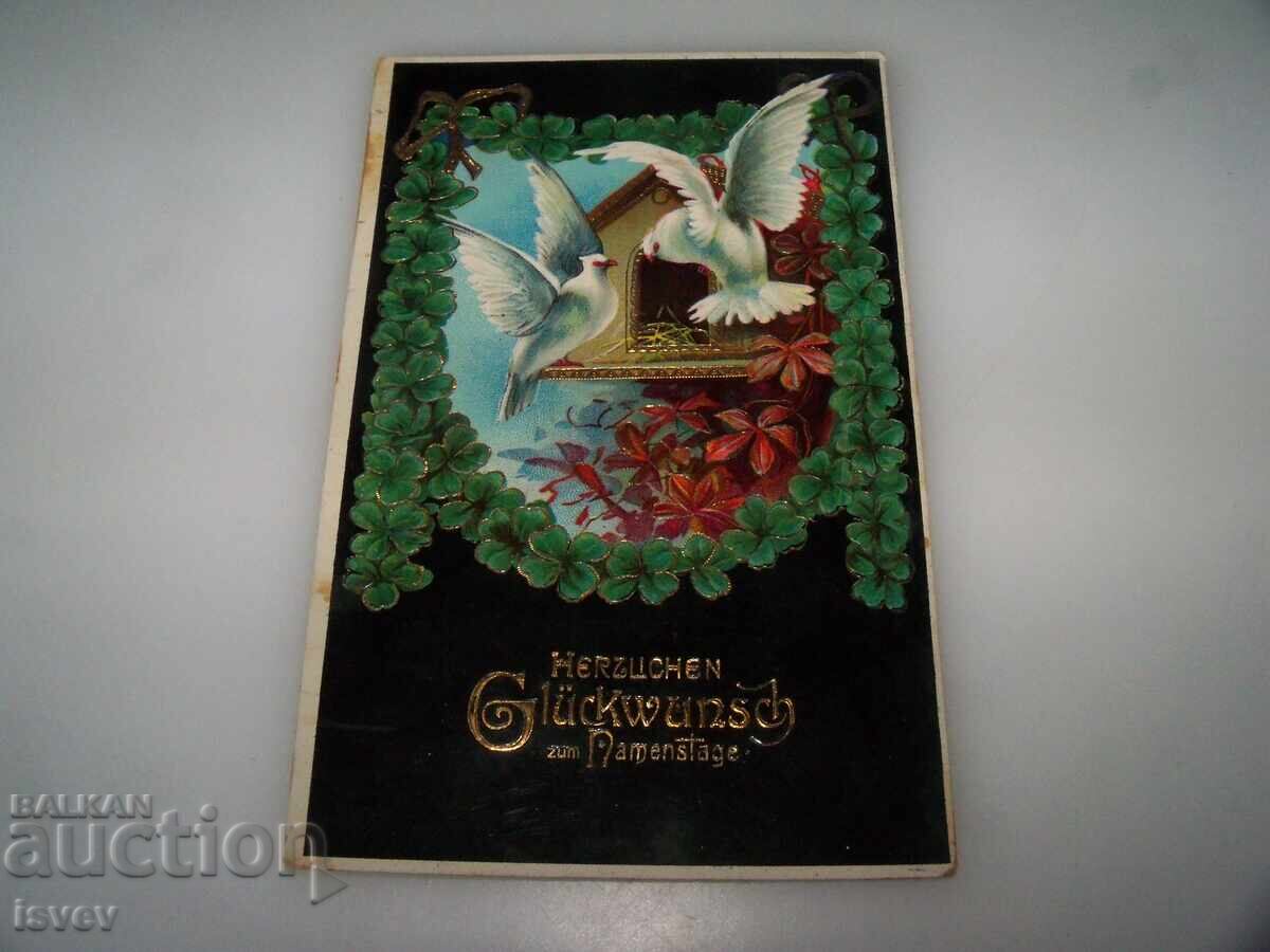 Όμορφη παλιά καρτ ποστάλ για γιορτή 1910