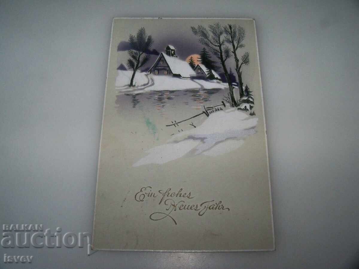 Красива стара австрийска новогодишна пощенска картичка 1913г