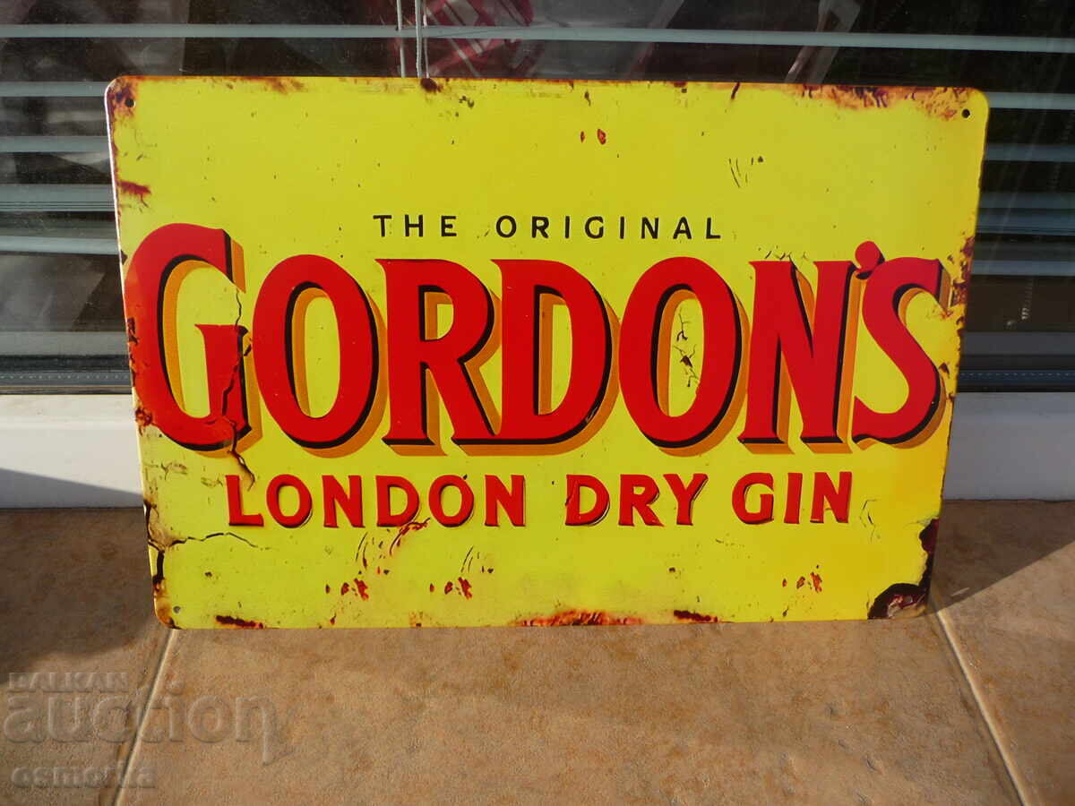 Μεταλλική πινακίδα Gordon's London dry gin τζιν τόνικ μπαρ ροκ κλπ