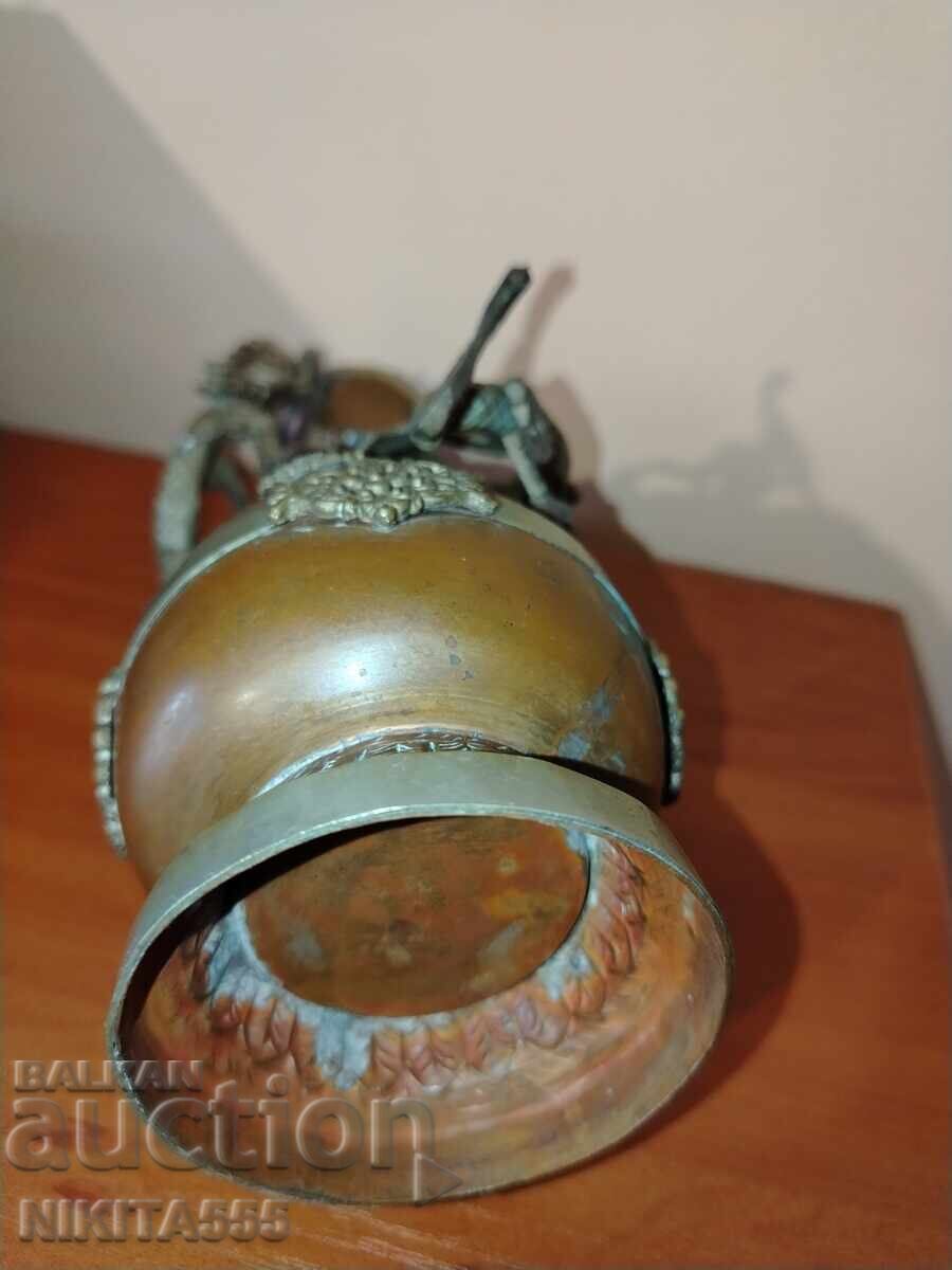 Vază antică chineză asiatică din cupru cu dragon, din secolul al XIX-lea - 6