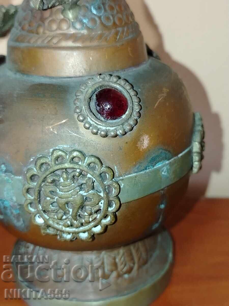 Vază antică chineză asiatică din cupru cu dragon, din secolul al XIX-lea - 7