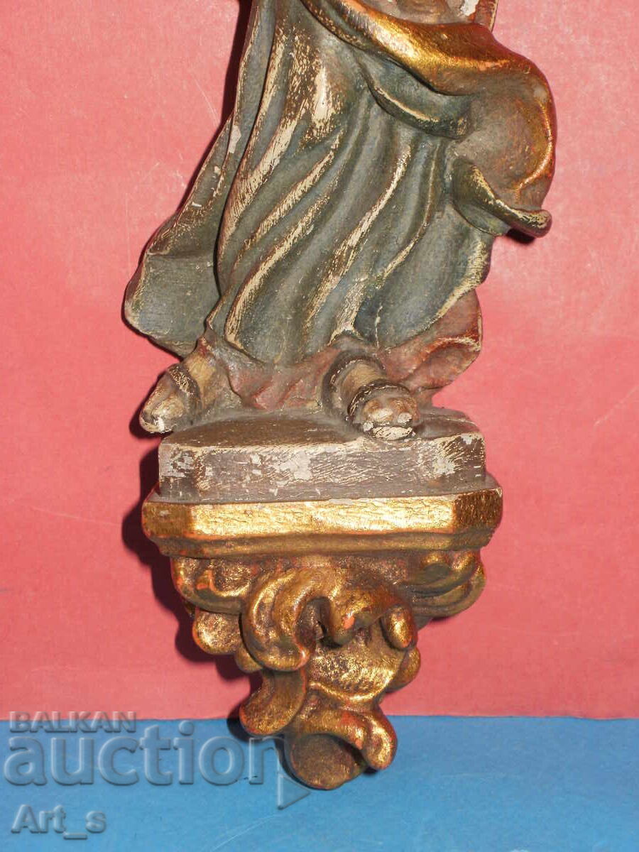 Madona cu Pruncul - sculptură din lemn, lucrată manual - 5