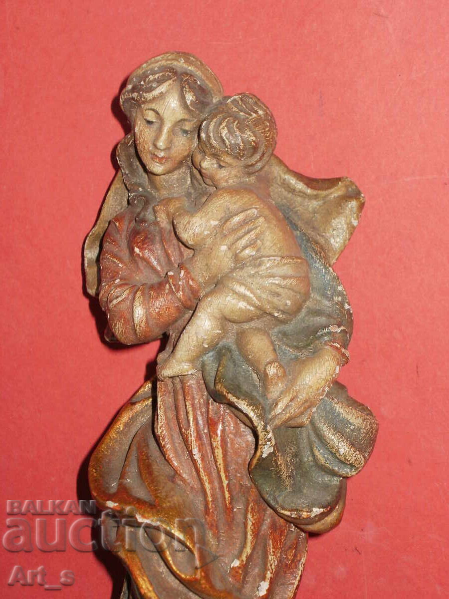 Madona cu Pruncul - sculptură din lemn, lucrată manual - 6