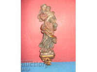 Madona cu Pruncul - sculptură din lemn, lucrată manual