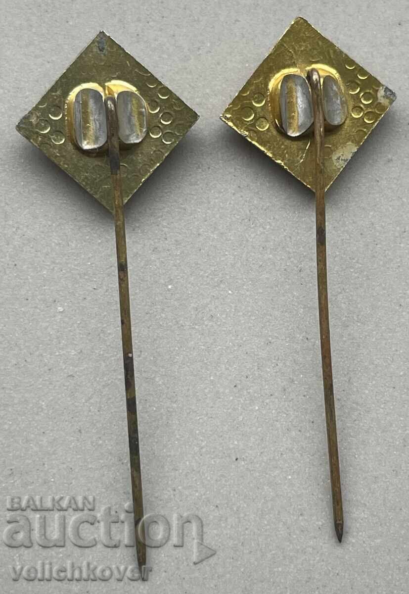 40768 Bulgaria 2 badges TNTM city Pleven black and green with price 6.00 BGN | € 3.07