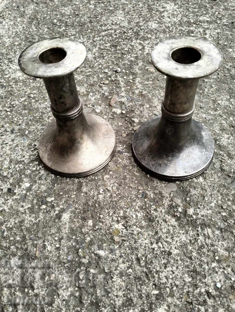 German collectible silver-plated candlesticks