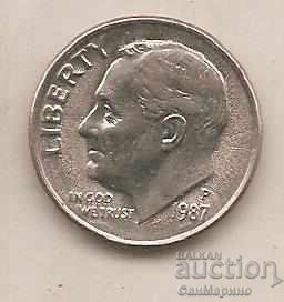 1 US dime 1987 P with price 0.50 BGN | € 0.26