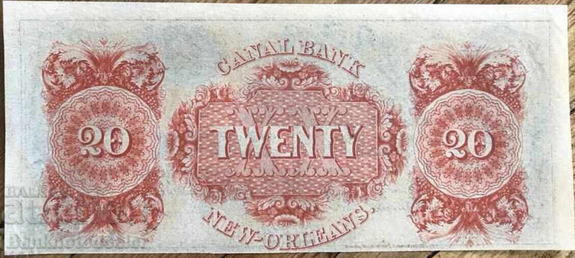 New Orleans Canal & Banking Co. $20 Plate A with price 170.00 BGN | € 86.92