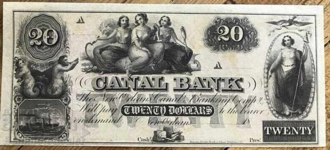 New Orleans Canal & Banking Co. $20 Plate A