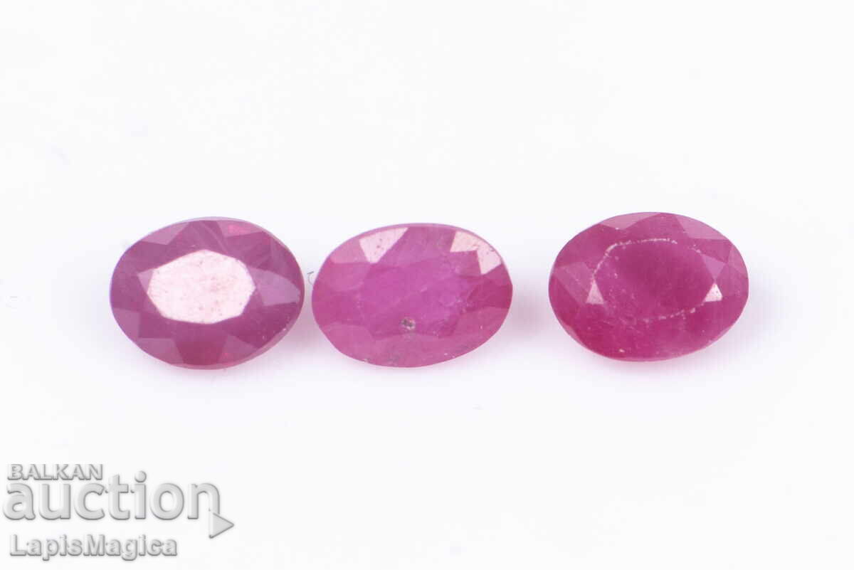 3 τεμάχια ρουμπίνι 0.30ct θερμαινόμενα οβάλ κοπής Νο.3 3 τεμάχια ρουμπίνι 0.30ct θερμαινόμενα οβάλ κοπής Νο.3