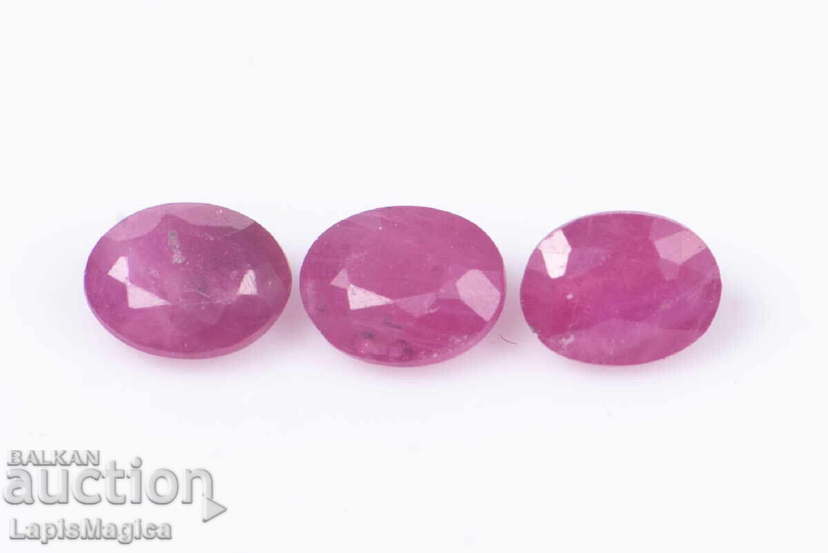 3 bucăți rubin 0.31ct încălzite tăietură ovală nr. 6 3 bucăți rubin 0.31ct încălzite tăietură ovală nr. 6