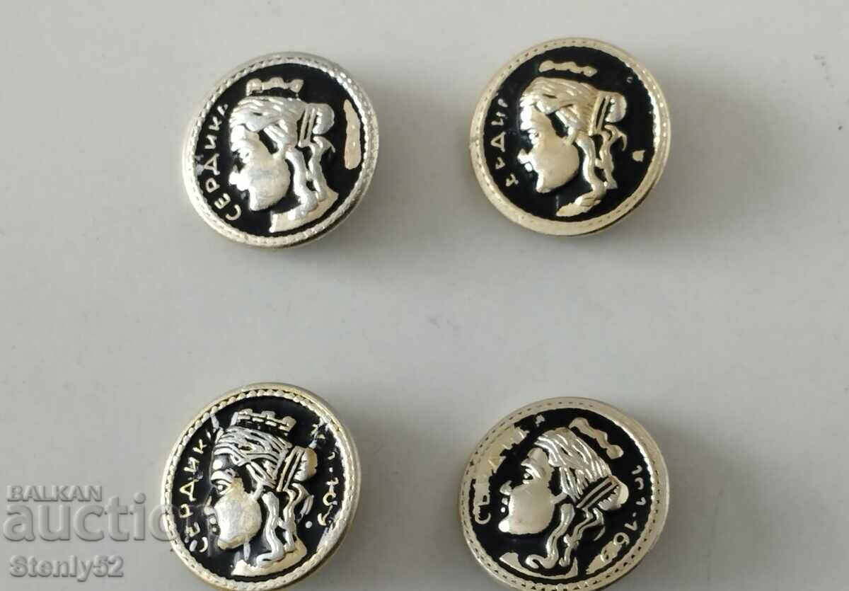 4 metal and plastic "Serdica" buttons 4 metal and plastic "Serdica" buttons