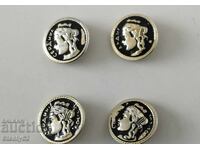4 metal and plastic "Serdica" buttons