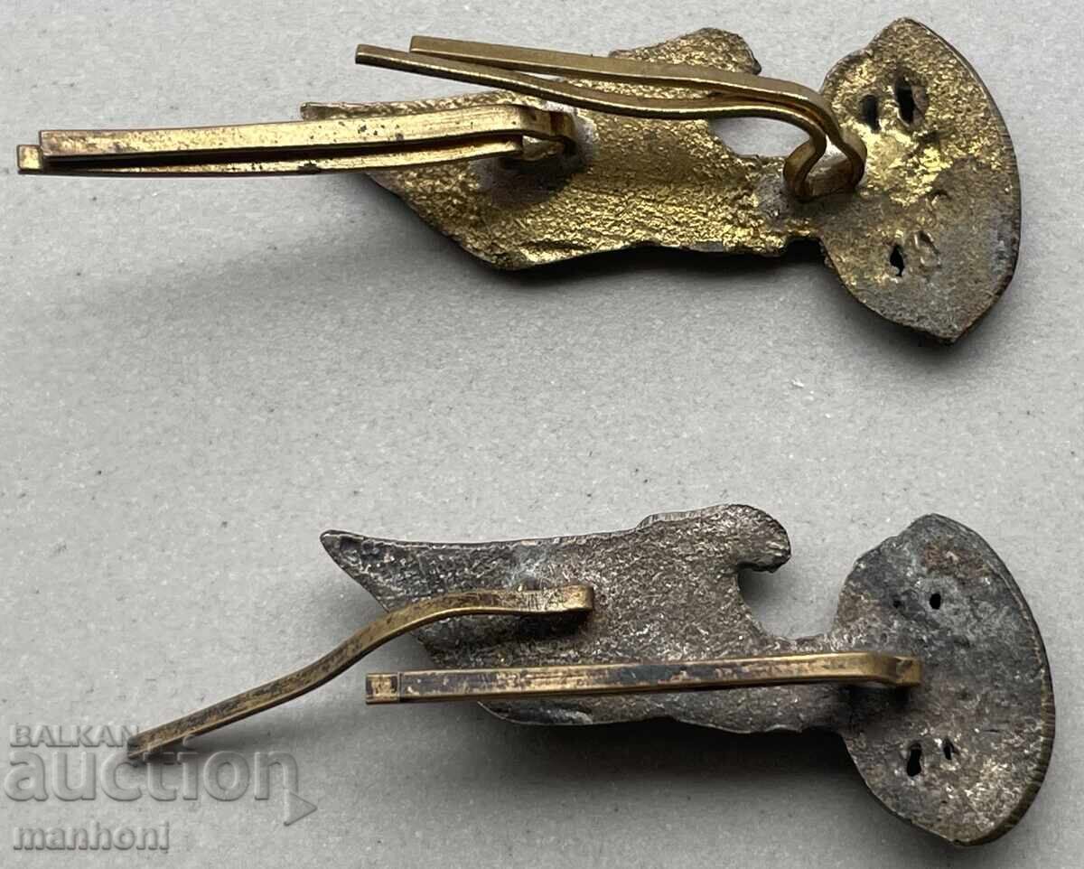 6041 Βασίλειο της Βουλγαρίας δύο εμβλήματα στολή BDZH σιδηροδρόμων με τιμή 20.00 BGN | € 10.23