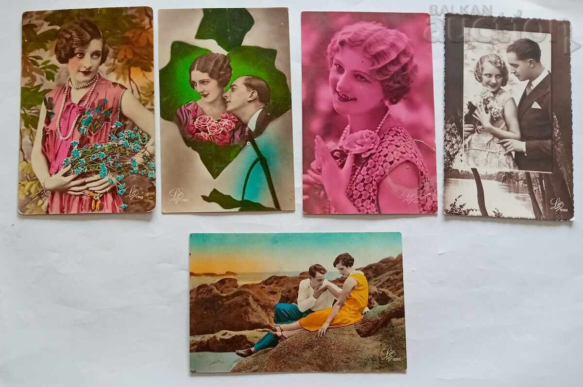 LEO PARIS OLD GREETING CARDS LOT 5 PIECES LEO PARIS OLD GREETING CARDS LOT 5 PIECES