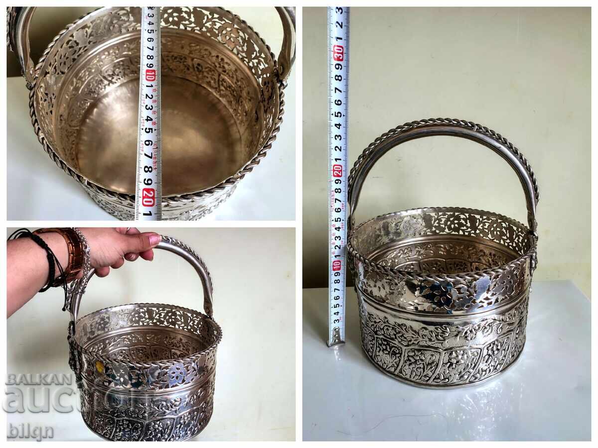 Beautiful Large Silver-Plated Vessel - Basket - 7 Beautiful Large Silver-Plated Vessel - Basket - 7
