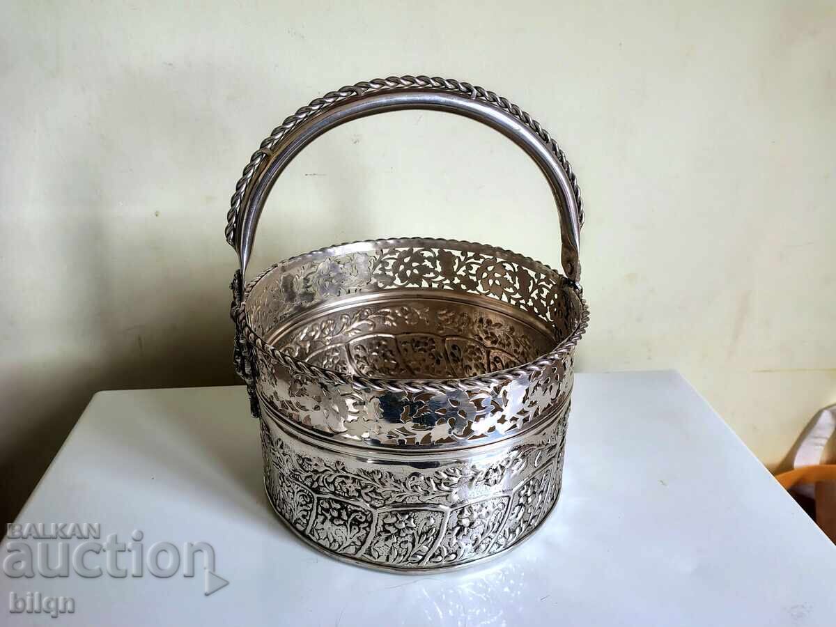 Beautiful Large Silver-Plated Vessel - Basket Beautiful Large Silver-Plated Vessel - Basket