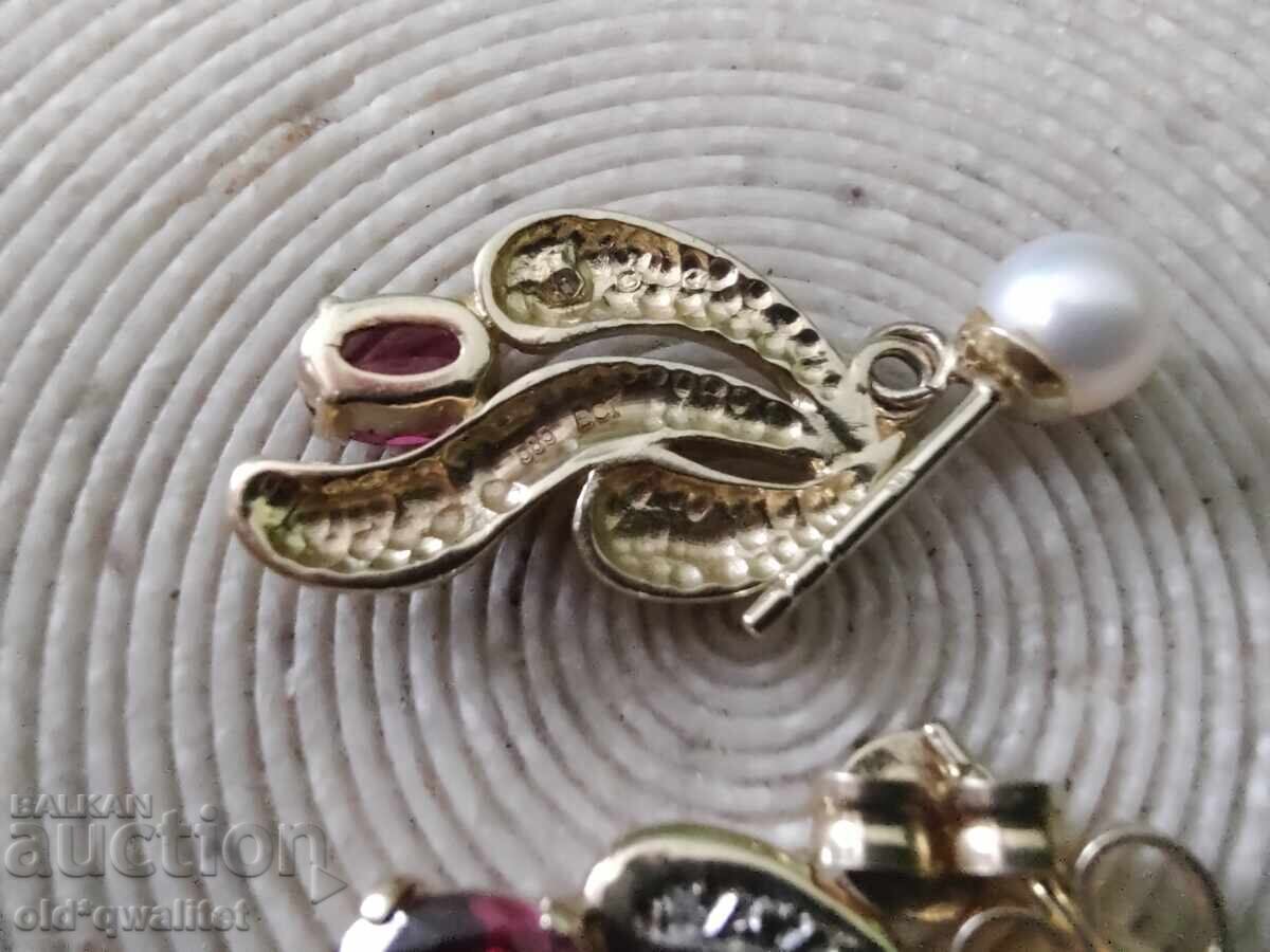Аукцион Обици, Злато 585, камък:Гранат Диаманти Перли Аукцион Обици, Злато 585, камък:Гранат Диаманти Перли