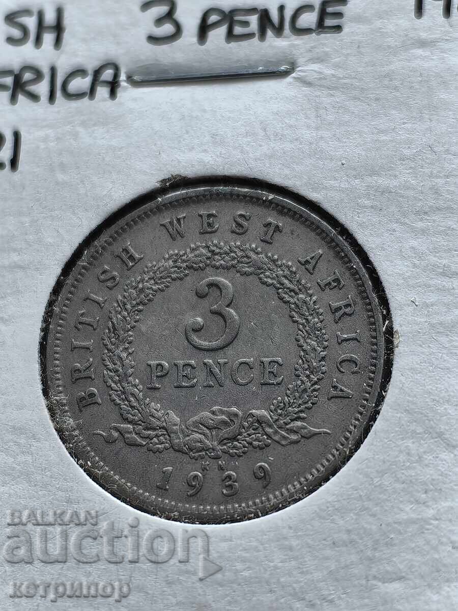 3 πένες Βρετανική Δυτική Αφρική 1939 νικέλιο 3 πένες Βρετανική Δυτική Αφρική 1939 νικέλιο