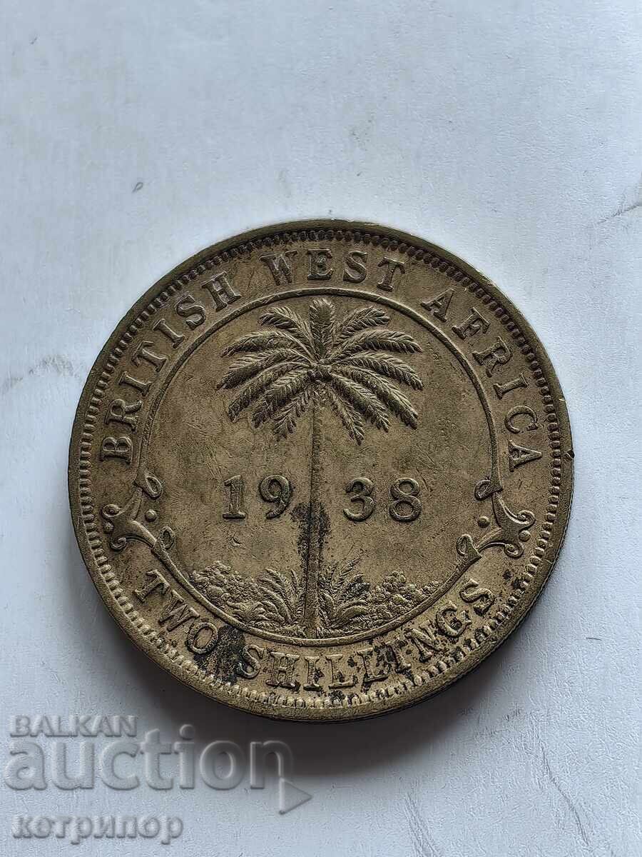 2 Σελίνια Βρετανικής Δυτικής Αφρικής 1938 χαλκός